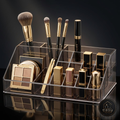 Clear acrylic makeup organizer with multiple drawer layers