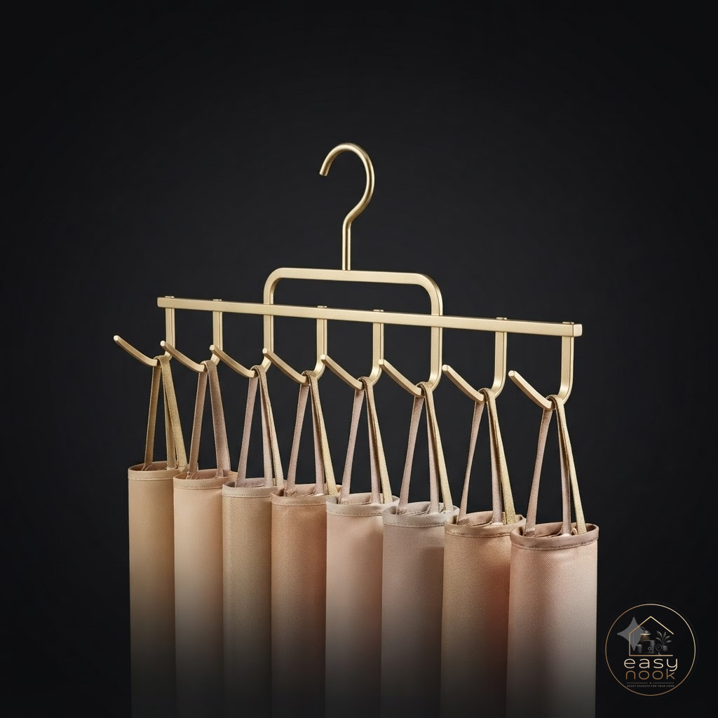 Space-saving hat organizer rack holding baseball caps