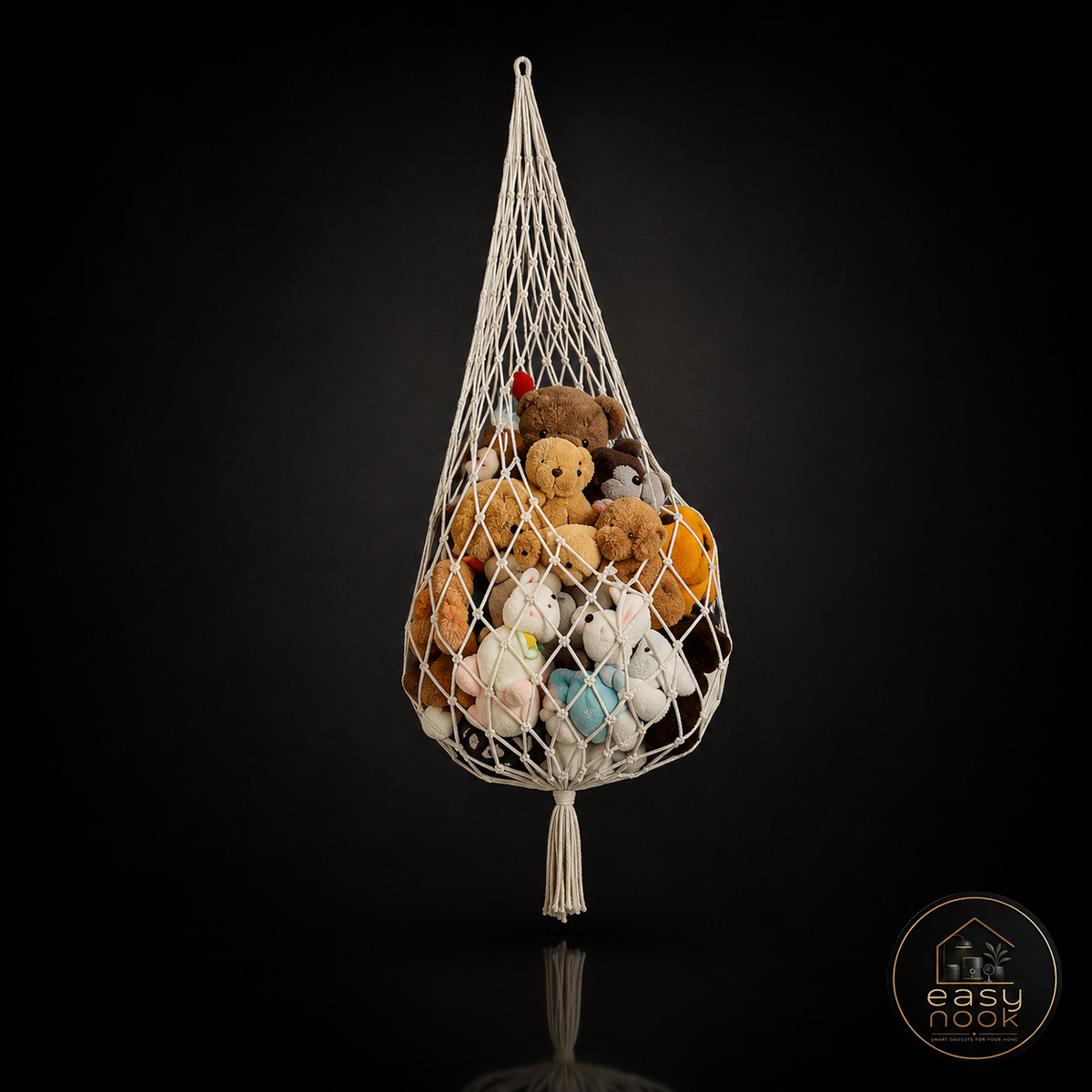 Hanging plush toy hammock holding stuffed animals