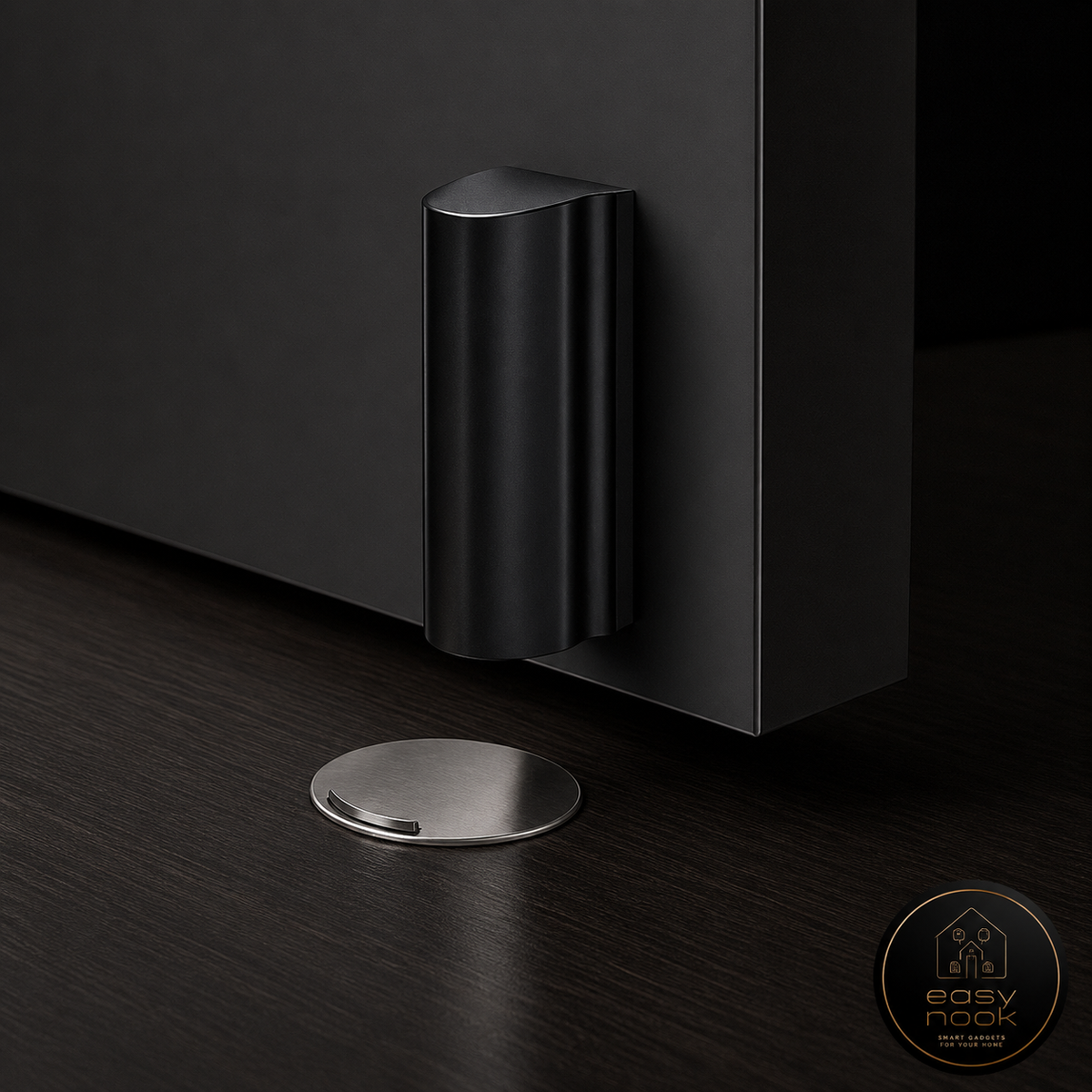 Magnetic door stopper holding a door open