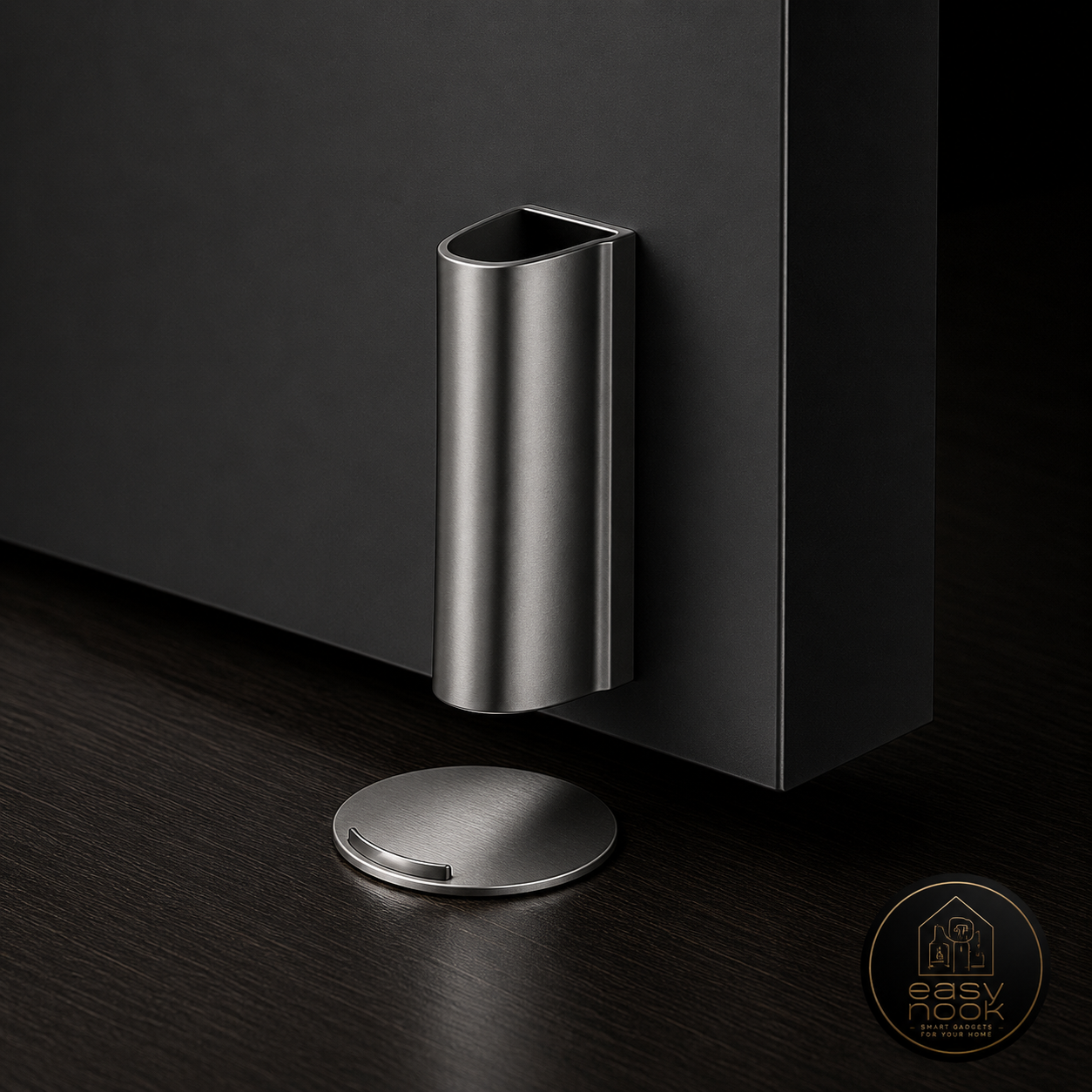 Magnetic door stopper holding a door open