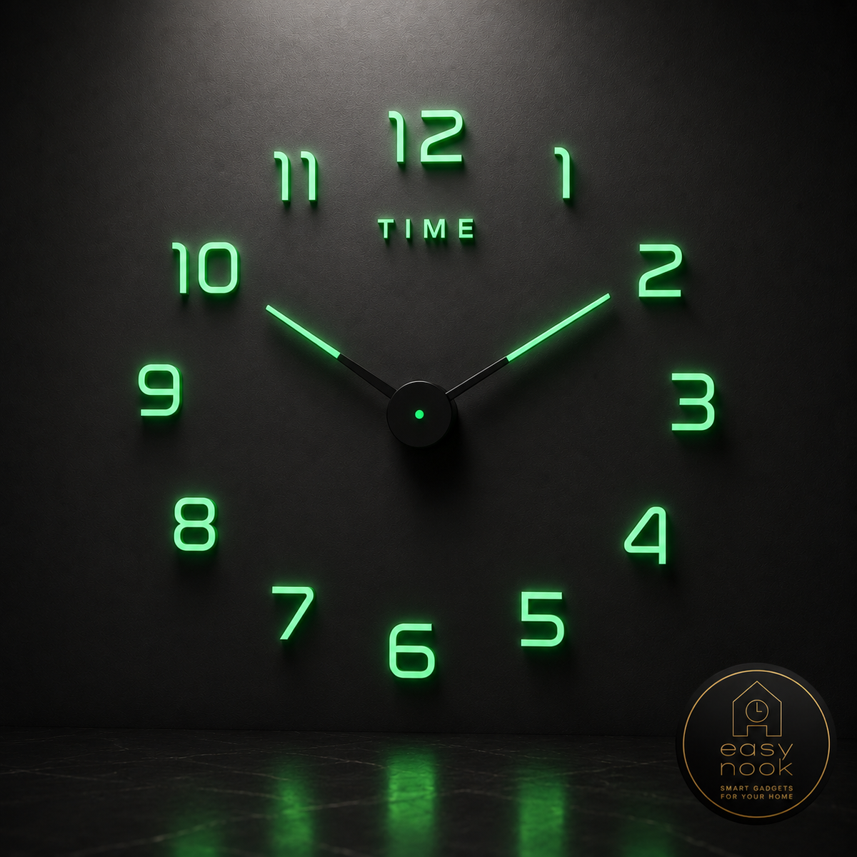 3D modern wall clock mounted on a living room wall