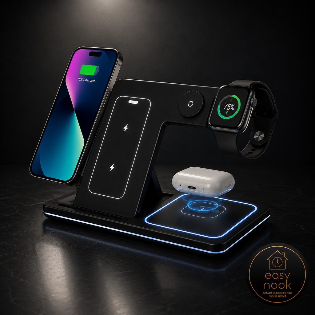 3-in-1 Foldable Wireless Charging Station with LED Light