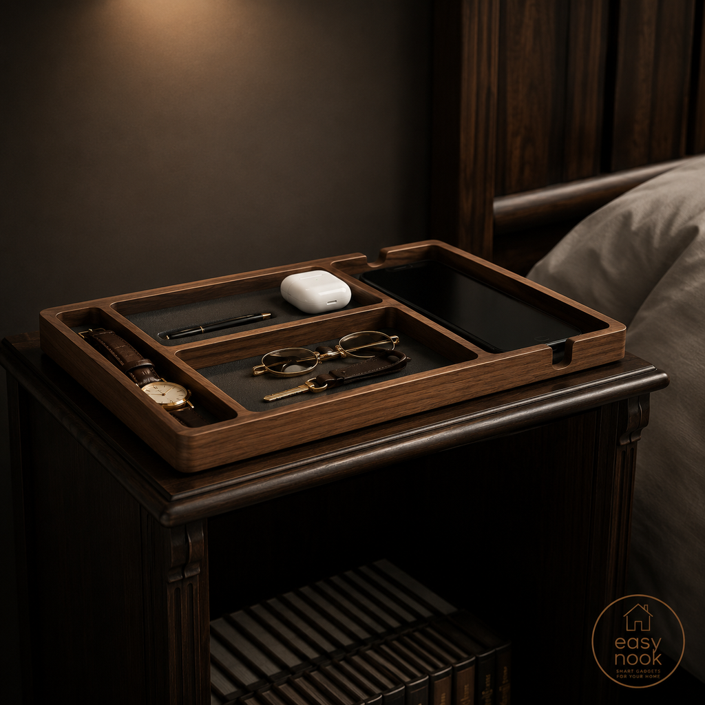 Solid Wood Desktop Storage Box with Compartments