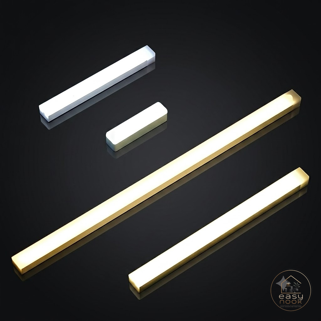 Set of white and warm white LED night light bars in different lengths